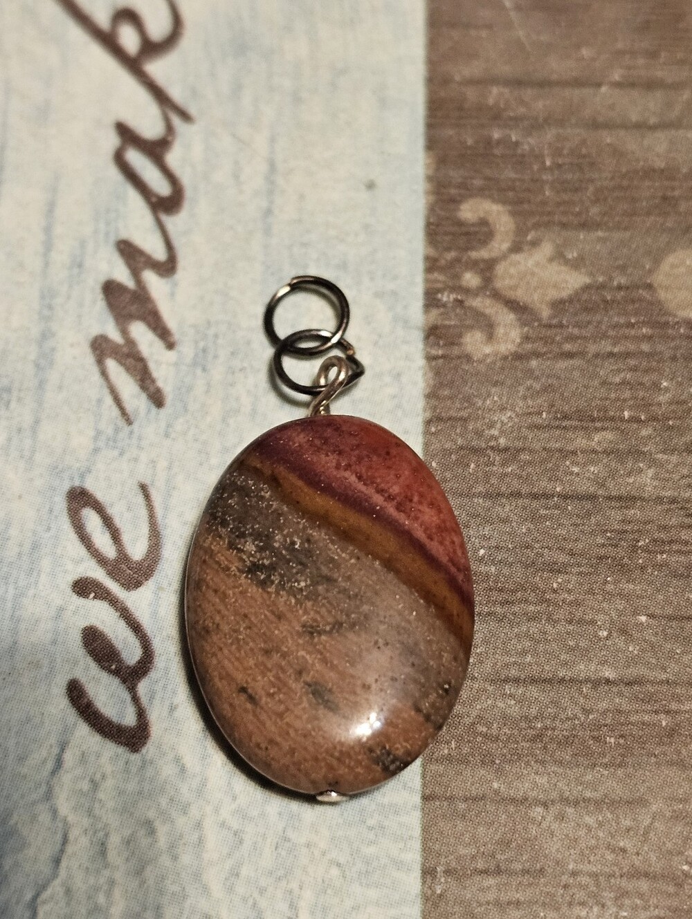Silver Tone Multicolor Stone Pendant